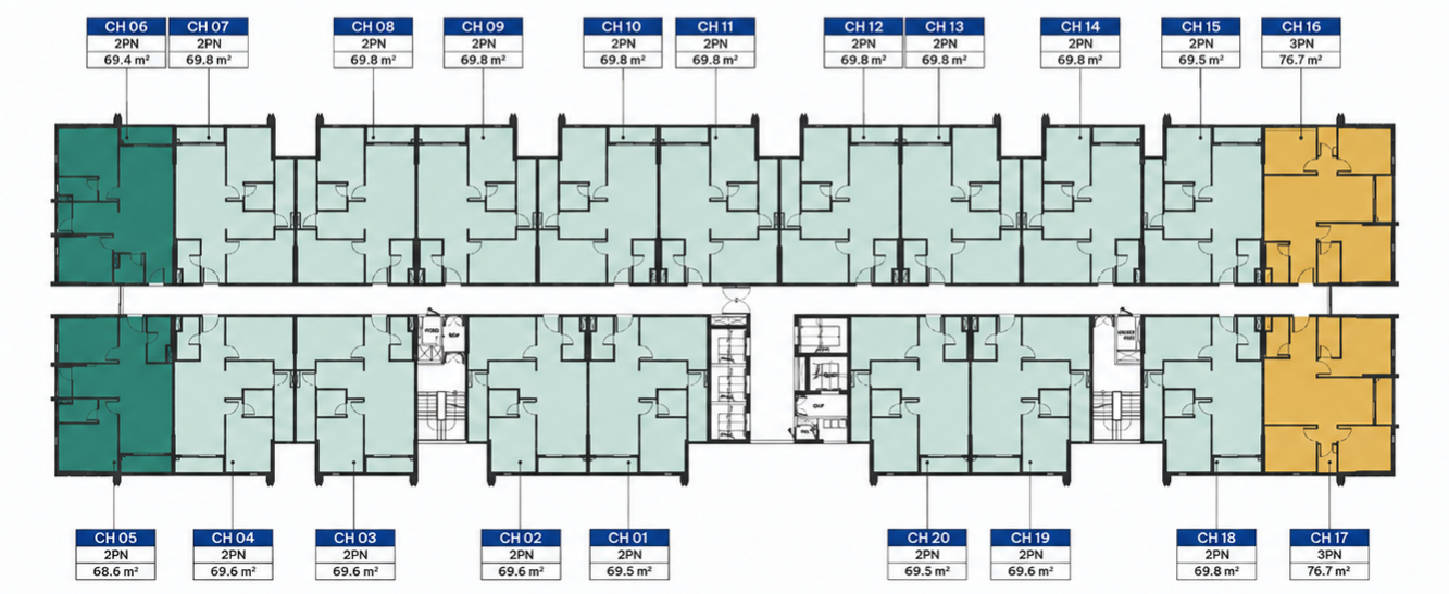 Sơ đồ mặt bằng tầng điển hình Tầng 4–20 dự án VT Park View